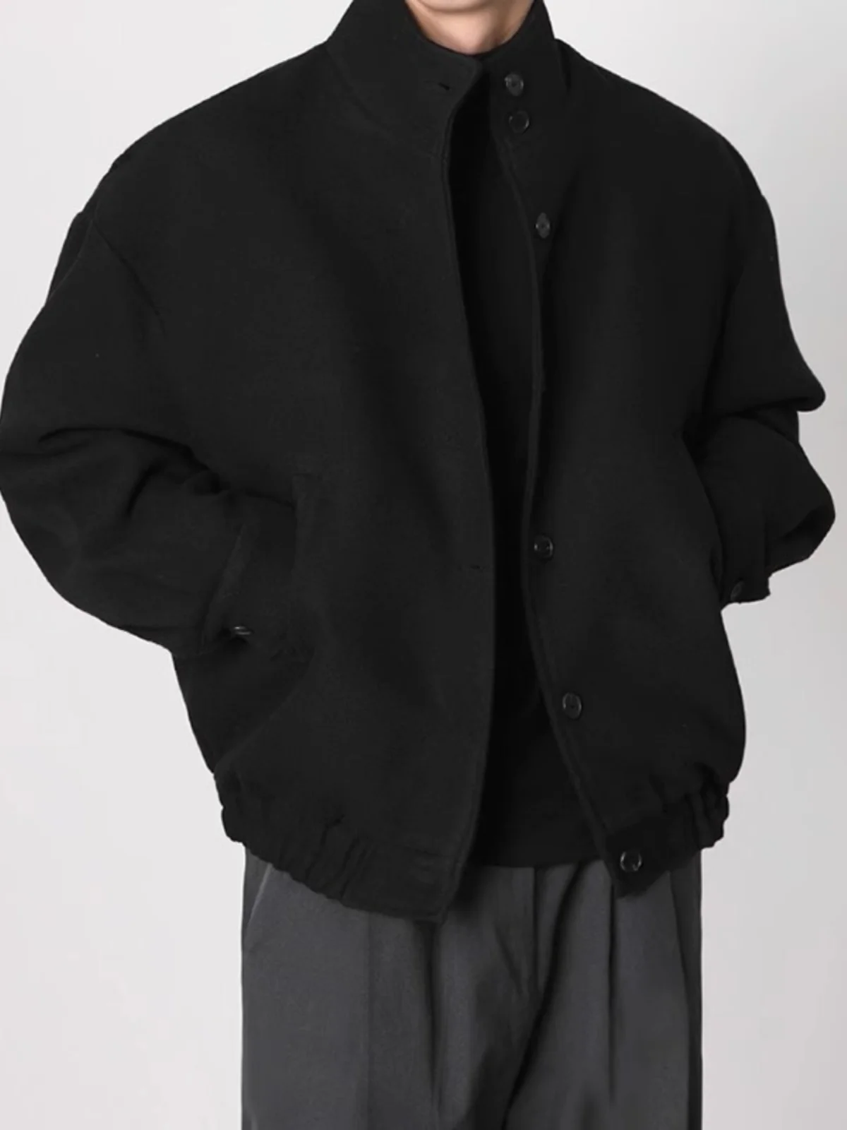 

Новый весенне-осенний шерстяной кардиган с воротником-стойкой, модный хлопковый топ для молодежи, теплая верхняя одежда