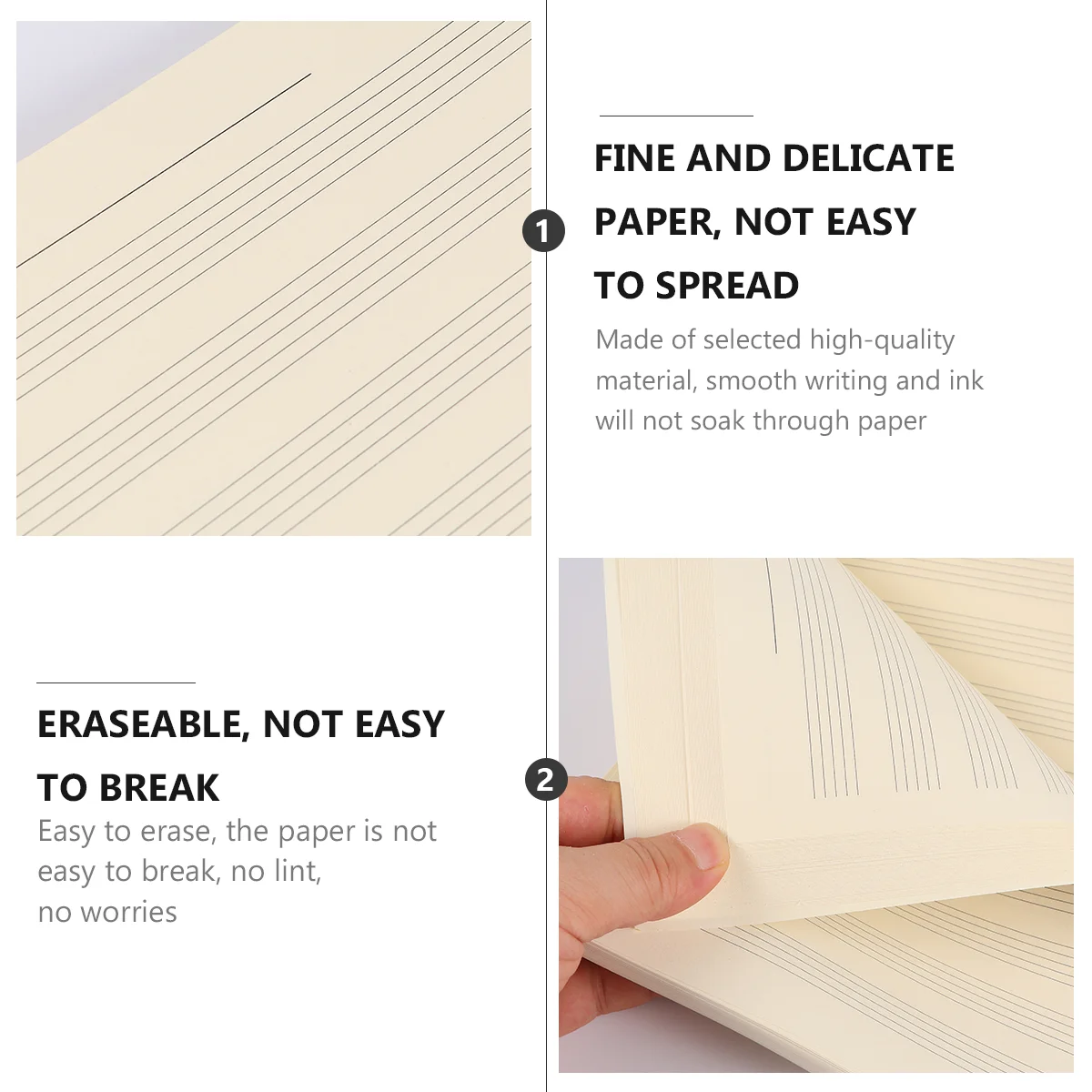 100 Sheets Music Manuscript Paper Notebook Refill Loose-Leaf for Musicians Notebooks Work The Piano