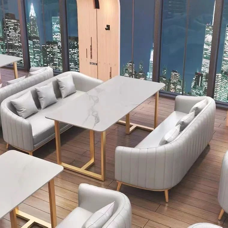 Negozio di tè al latte, caffè, ristorante occidentale, divano doppio per il tempo libero, divano da studio, combinazione di tavolo e sedia