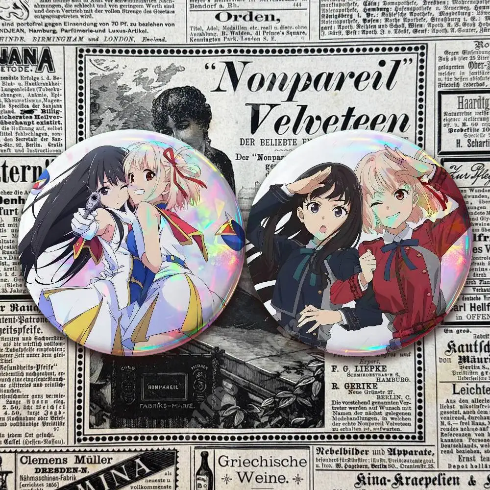 L-Lycoris R-Recoil Lily Chisato & Takina Button Badge 2PC Sets for Bags & Clothes & Accessories Metal