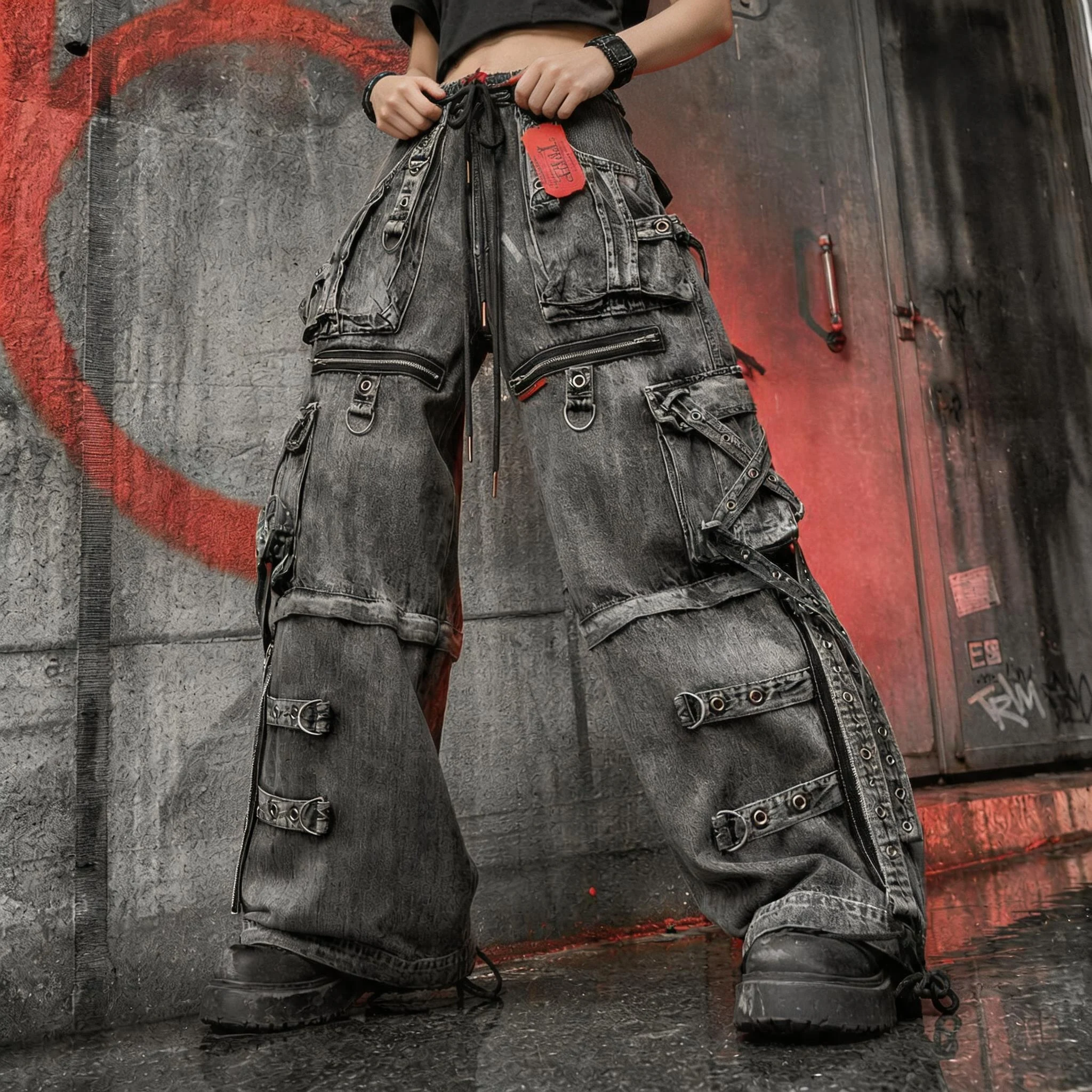 Y2k Complex Heavy Industry Workwear Jeans Casual Denim Pants High Waist Straight Wide Leg Jeans Harajuku Hip Hop Women Clothing