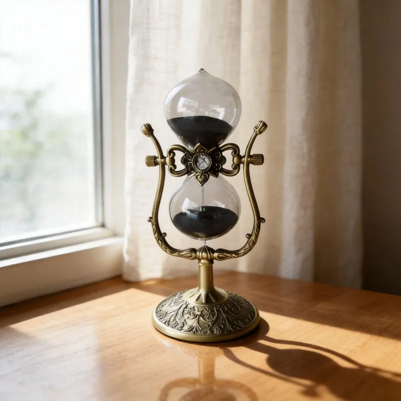 Bronze U-shaped hourglass handmade ornament, high-end personal gift, craft hourglass timer, travel commemoration