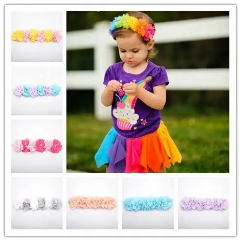 Chiffon Flower Baby Girl Headband Infant Hair Accessories Newborn Headwear Tiara Headwrap Gift Toddlers Bandage Ribbon