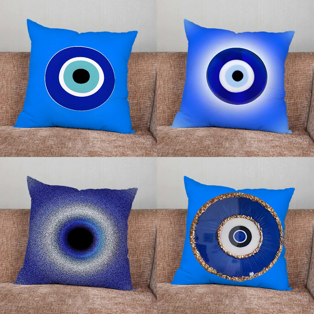 

Turkish Lucky Blue Evil Eye Pillow Case For Home Bedroom Car Office Decoration Living Room Sofa Cushion Cover Suitable