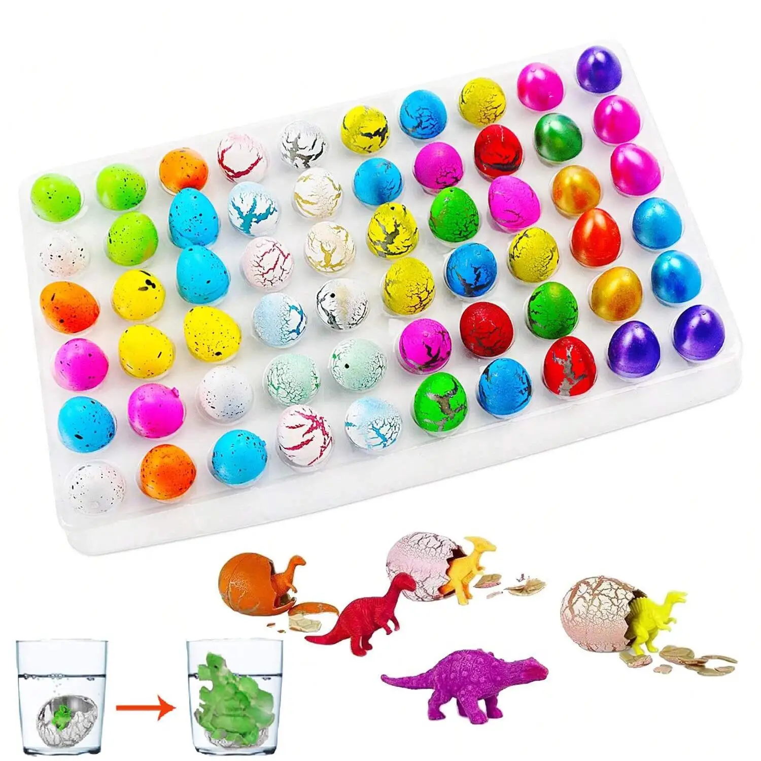 60pcs small dinosaur eggs incubated in water children's early education educational toys parent child interaction color random