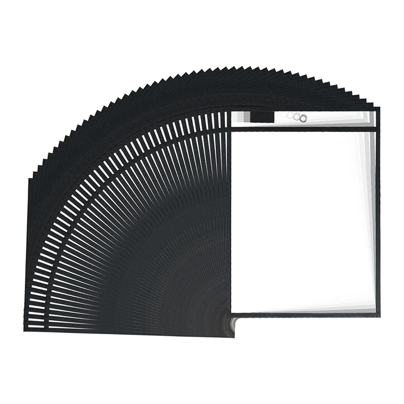 Plástico transparente Titulares Bilhete Trabalho, Seco Apagar Bolsos, Loja Ticket Titulares, Preto, Reutilizável, Mangas para Papel, 10x14in