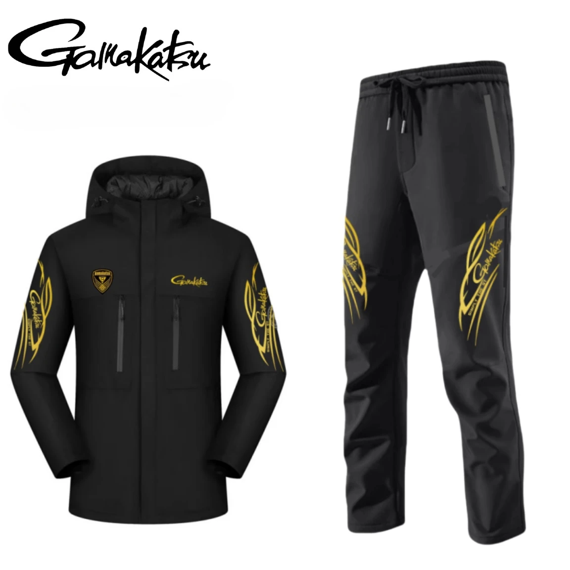 2025 New Autumn  Winter Gamakatsu Fishing Clothing Waterproof Fishing Jacket  Thermal Pants Fleece Cold-proof Thickened Suit