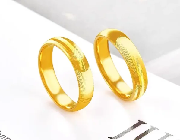 

24k pure gold finger rings for couples 999 real gold wedding rings 3.3mm