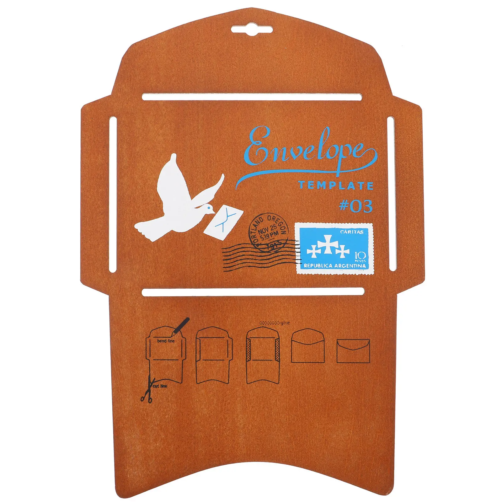 Wooden Envelope Template Stencil for DIY Crafting Greeting Card Making Gift Box Labeling Handwritten Envelopes Vintage Aesthetic