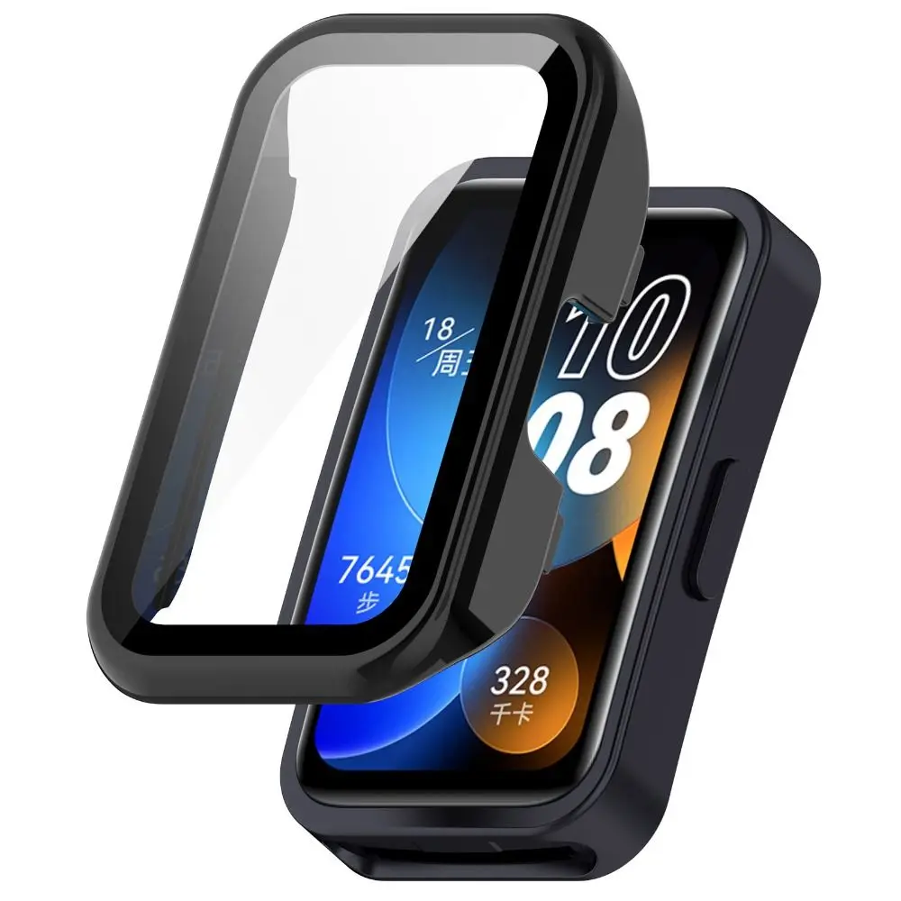 เคสกระจก PC สำหรับ Huawei Band 8แบบเต็มแผ่นฟิล์มสำหรับ Huawei Band8อุปกรณ์ป้องกันหน้าจอฝาครอบเคสนิรภัยปกป้อง