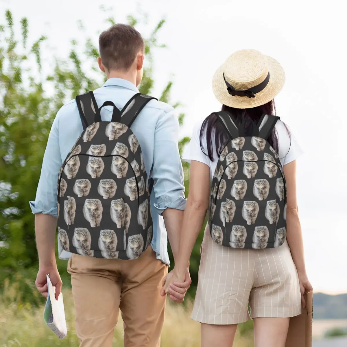 Round Pallas Cat Backpack Hot Sale Daypack Large Capacity Boys Girls BookBag School Bag Shoulder Bags for Men Women