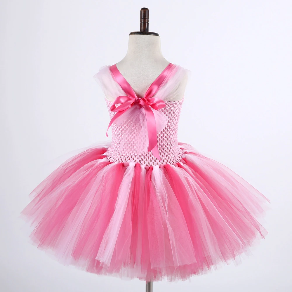Baby Girls Pink Pig Tutu Dress for Kids Toddler Little Piggy Costumes Children Birthday Animal Outfit with Ears BowTie Tail Nose view 4
