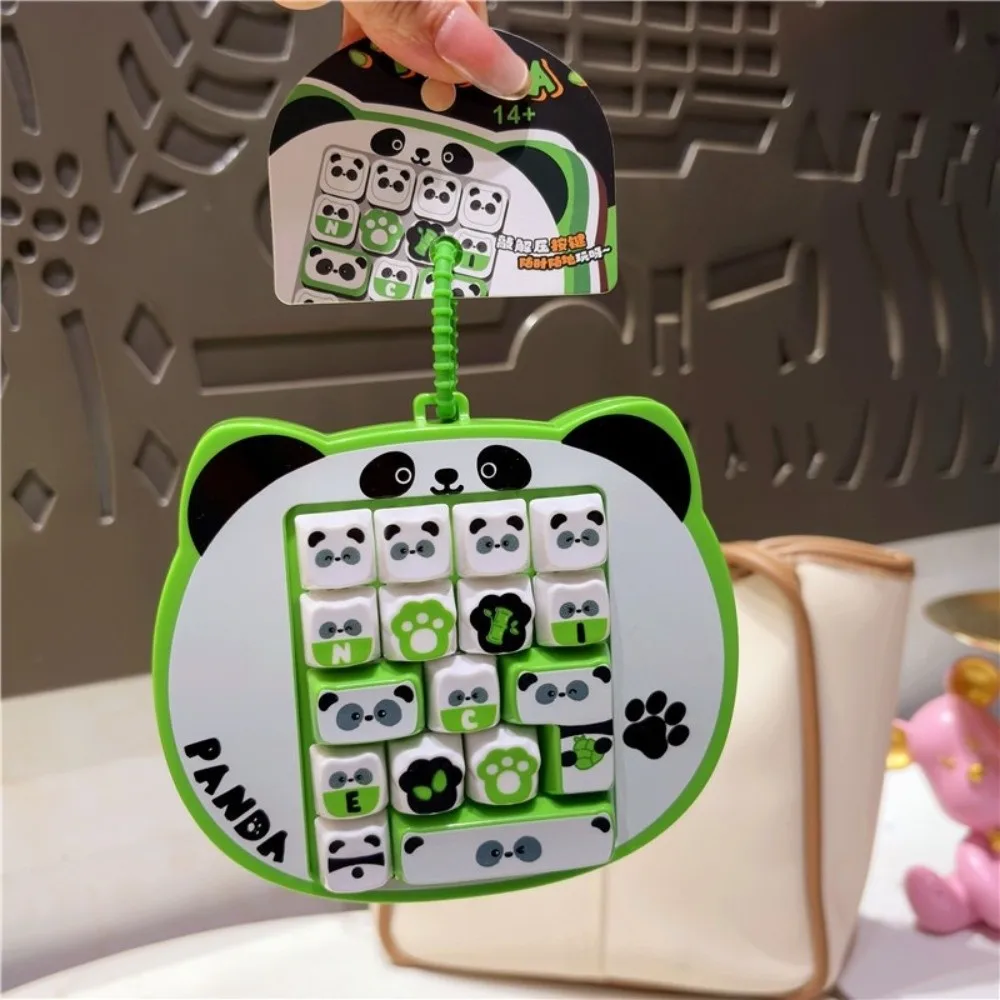 Cartoon 16 Keys Keyboard Keychain Panda Pressable Keys Fingertip Button Keyring Portable Creative Keyboard Clicker Keychain