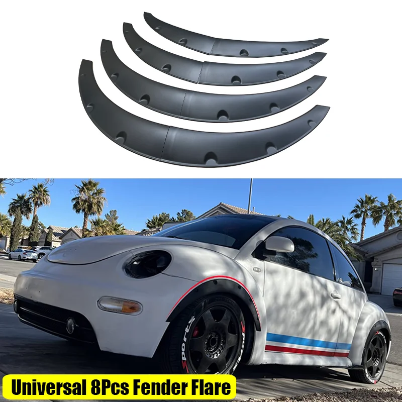 Negro Universal 8 Uds guardabarros de coche guardabarros para guardabarros bengalas rueda Flexible ceja arcos de rueda para Benz para BMW para VW Golf
