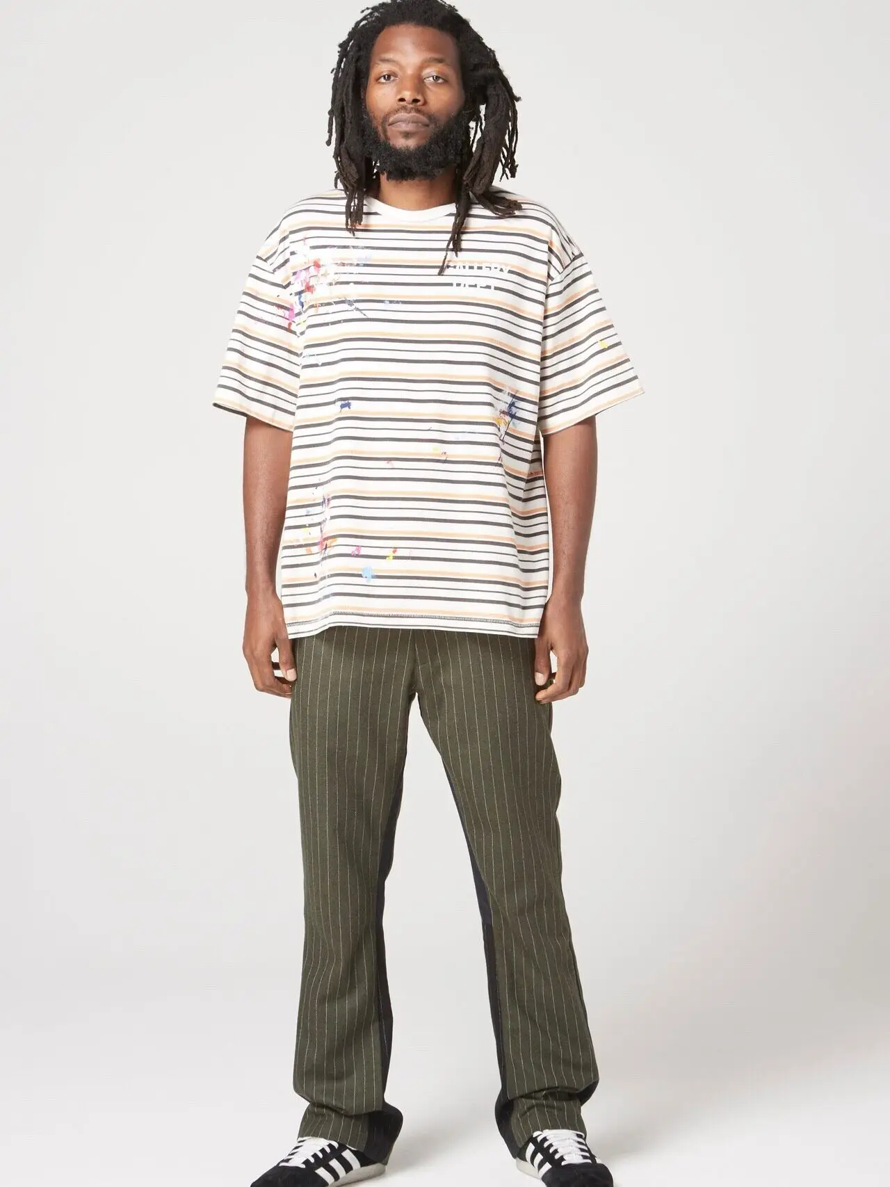 Gallery DEPT New Striped Wash Old Retro Style Crew Neck Short Sleeve Nelson Striped Tee