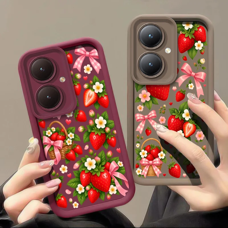 Strawberry Pattern Case For Xiaomi Poco F8 F7 Ultra F5 F2 Pro F3 GT C75 C71 C65 C55 C51 C50 C40 C31 Soft Lens Protect Cover Capa