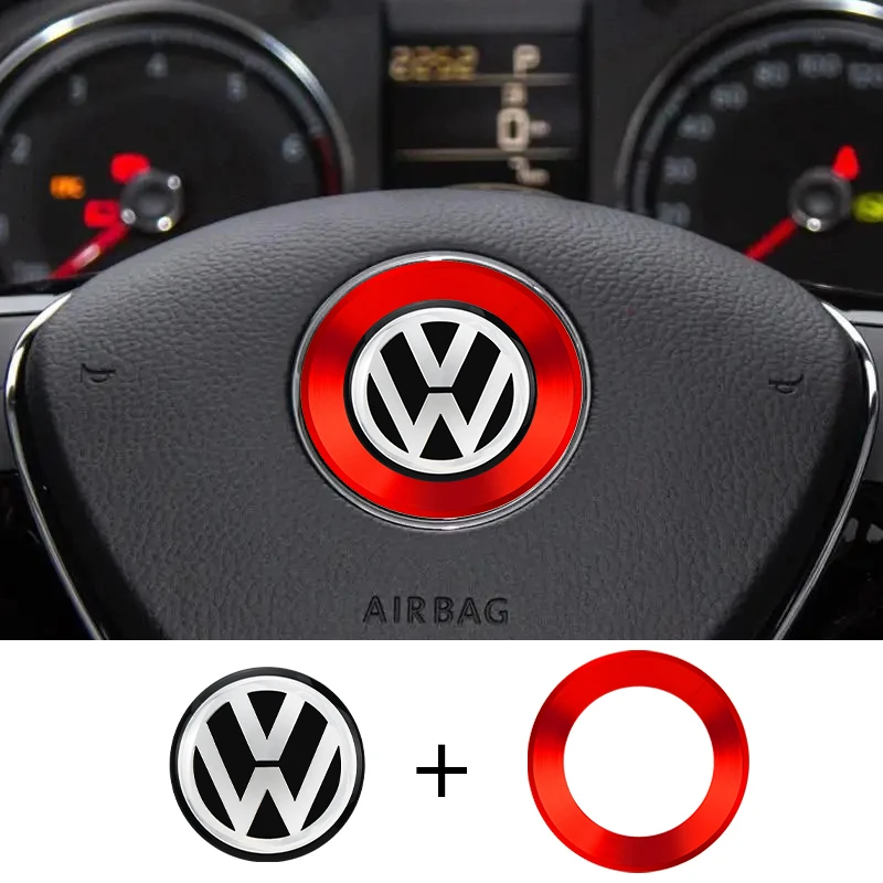 Ceyes Car Styling Steering Wheel Emblem Decorative Circle Ring Accessories Case For Volkswagen VW Golf 4 5 Polo Jetta Mk6 Covers