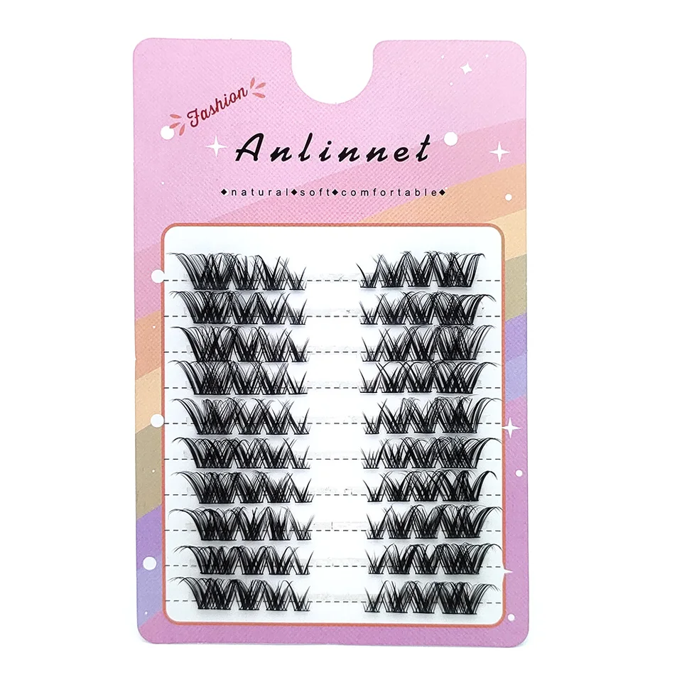 Pestañas Postizas Fox 1 Caja 80 Rizos de Pestañas de Visón, Extensiones Naturales de Volumen, Pestañas Falsas 3D Rusas 8-13mm Mixtas 6