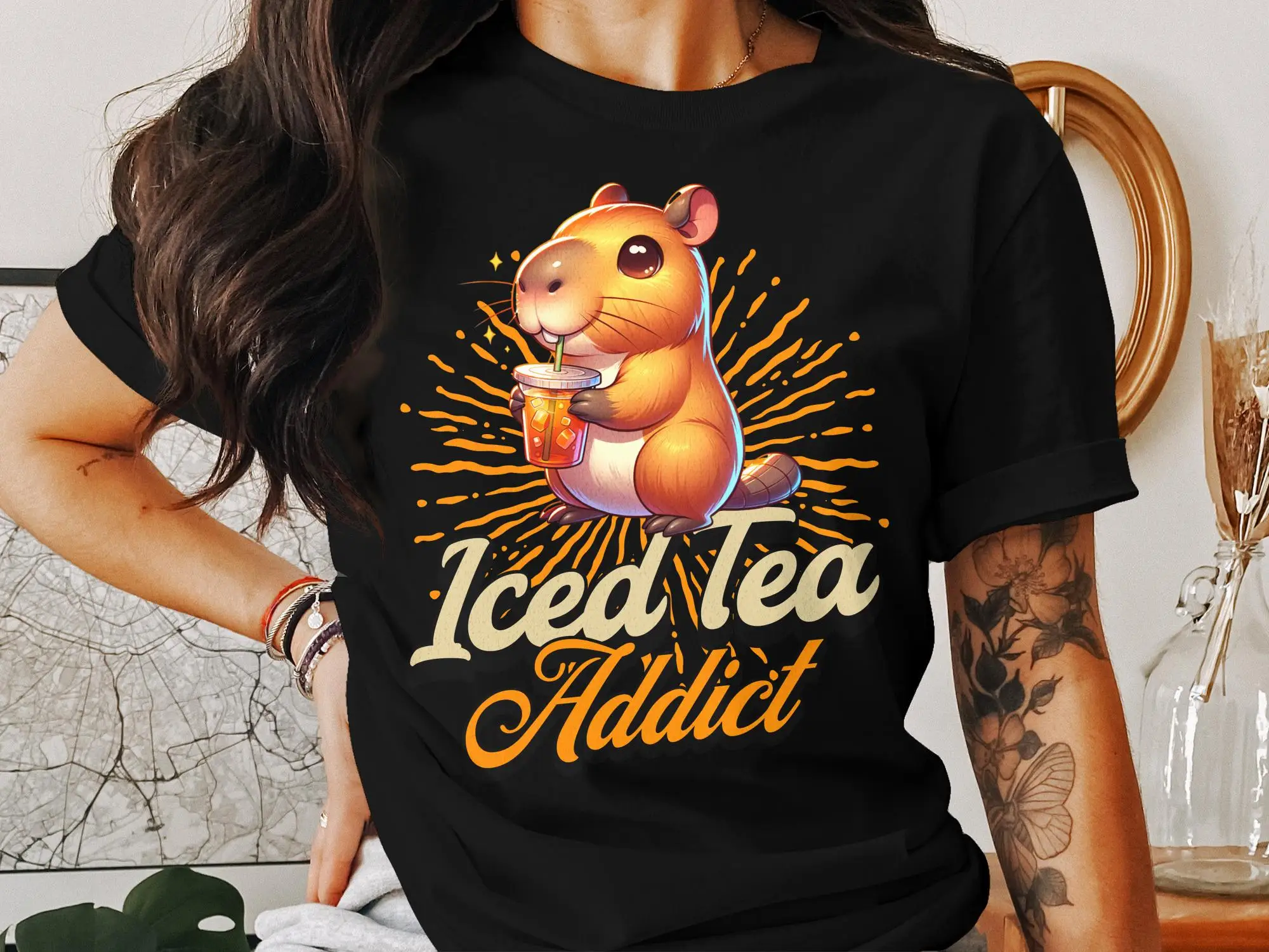 

Iced Tea Addict T Shirt and SweaT Cute Animal Fun Drink Casual Wear Top