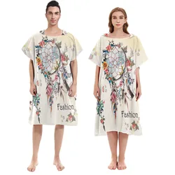 Customizable Microfiber Bath Dress for Men Women Hooded Robe Poncho Towel for Swim Beach Surf Bathrobe Beachwear Robe De Plage