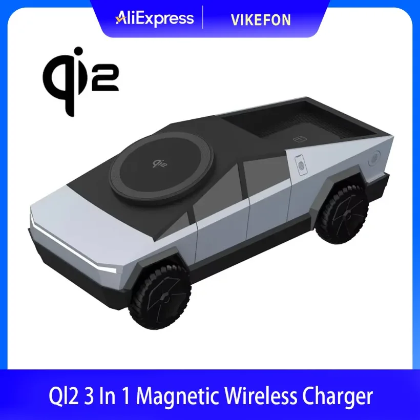 

QI2 3 в 1, магнитное быстрое беспроводное зарядное устройство, настольная кибер-подставка для iPhone 17 16 Pro Max Apple и Samsung Watch Airpods Pro