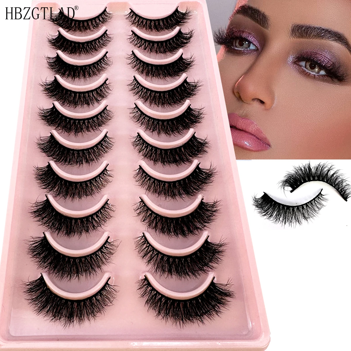 New10 Paar natürliche falsche Wimpern 5D flauschige gefälschte Wimpern langes Make-up 3D-Nerzwimpern Verlängerungswimpern Nerzwimpern für Schönheit