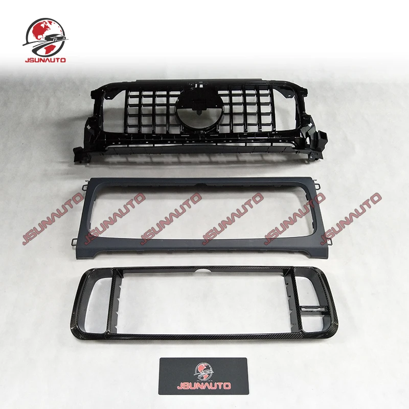 Top Quality Car Bumper G900 Rocket Style Carbon Front Grille Frame Cover Kit For Benz G Class G550 G500 Grill With Light