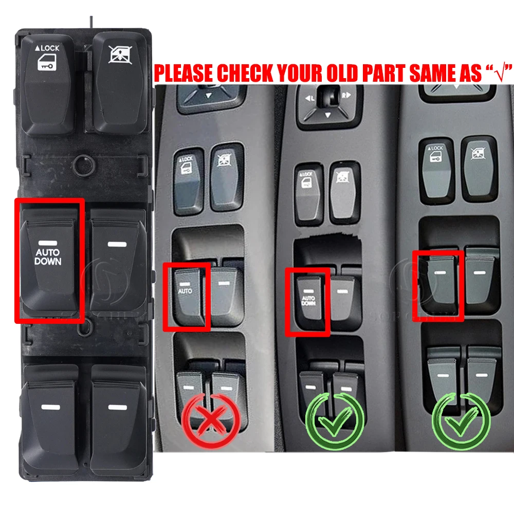 Left Power Master Window Switch Passenger Button For Hyundai IX35 Tucson 2010 2011 2012 2015 93571-2S000 93571-2S050 93576-2S000 4