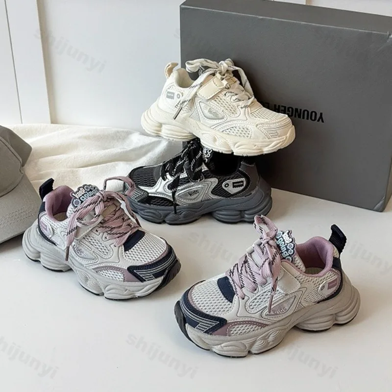 

Boys' Mesh Breathable Low Top Thick Sole Casual Sport Shoes 2025 Autumn Children Fashion Versatile Comfortable Non Slip Sneakers