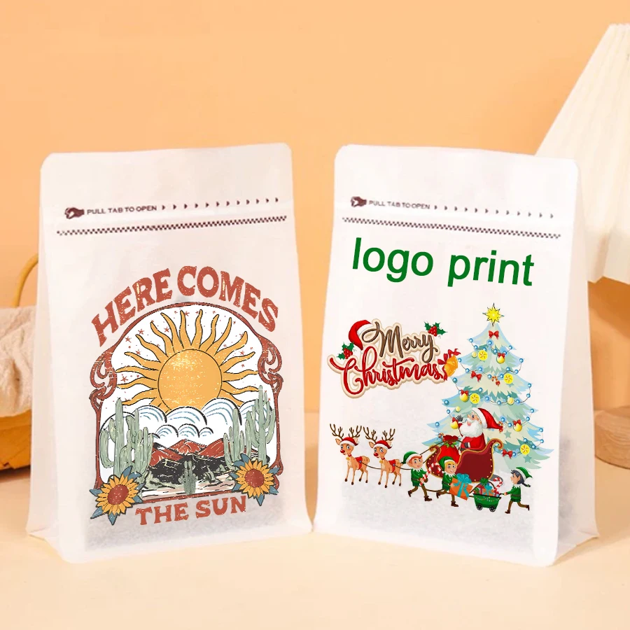 Customized Printing Coffee Bean Bag With/No Valve Heat Sealing For Powder Storage Reusable Pouch Custom Print Nuts Power Bag