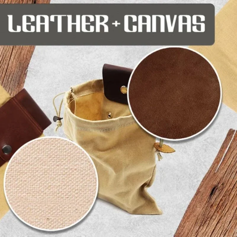 Leather Waxed Canvas Pouch Garden Tool Bag Handheld Garden Tool Bag Outdoor Canvas Picking Bag Waterproof Canvas Roll Bag