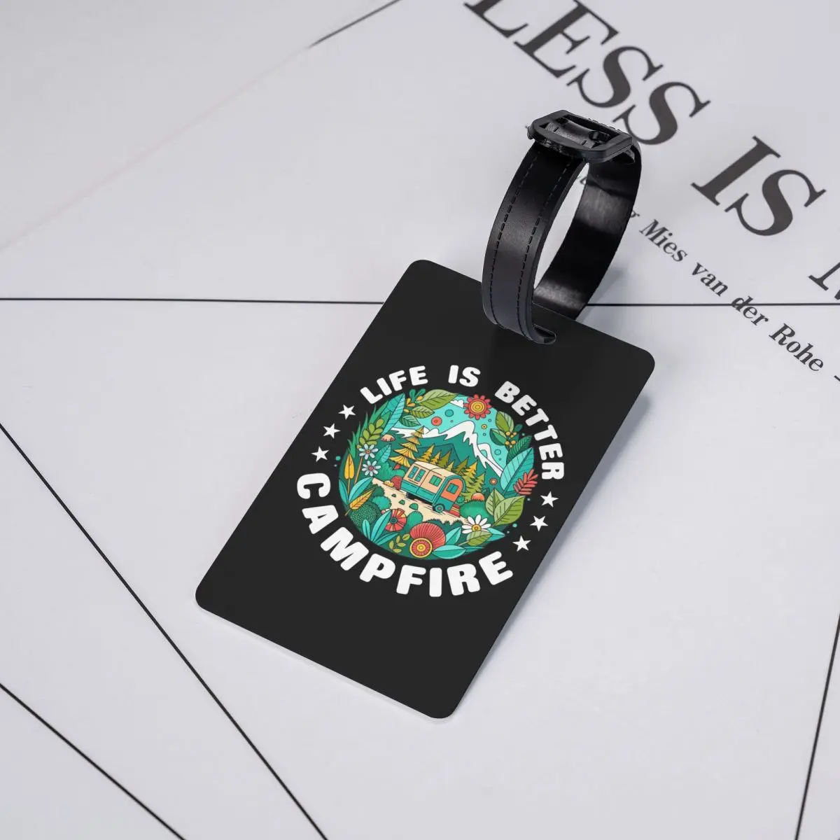 Custom Mountain Campers Adventure Camping Luggage Tags for Suitcases Cute Baggage Tags Privacy Cover Name ID Card