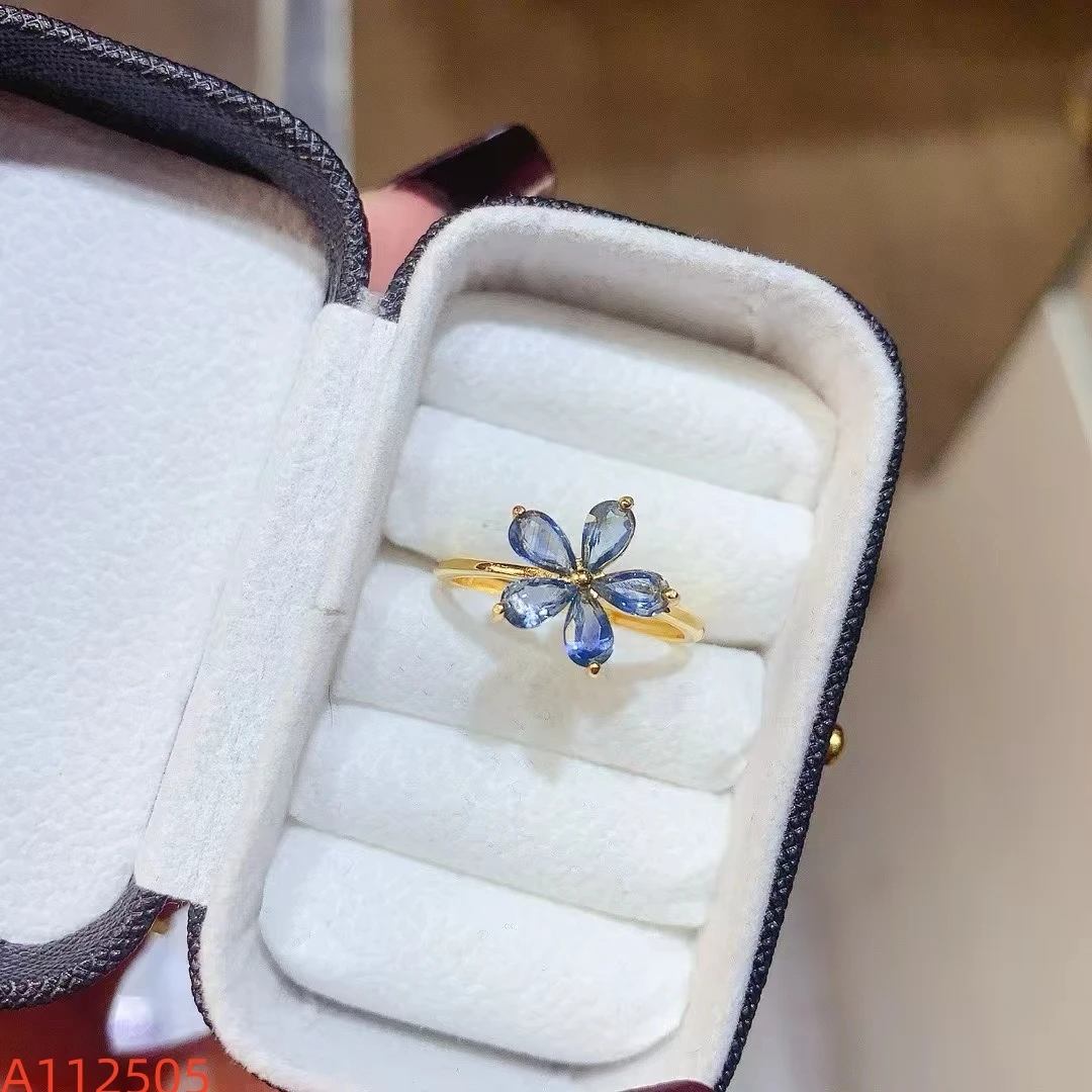 KJJEAXCMY Natural Sapphire Ring High Clarity Lustrous Color S925 Silver Electroplated Jewelry Accessory Birthday party