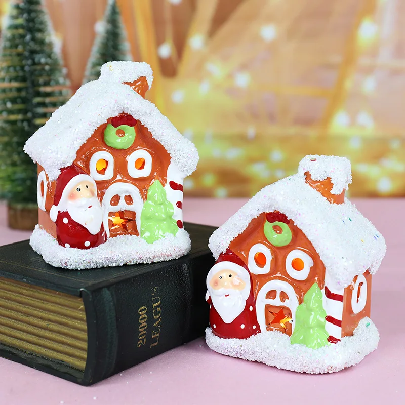 1Pcs New Cute Christmas LED Light Up House Fun Father Christmas Small House Decorations Home Ornaments Creative Christmas Gifts