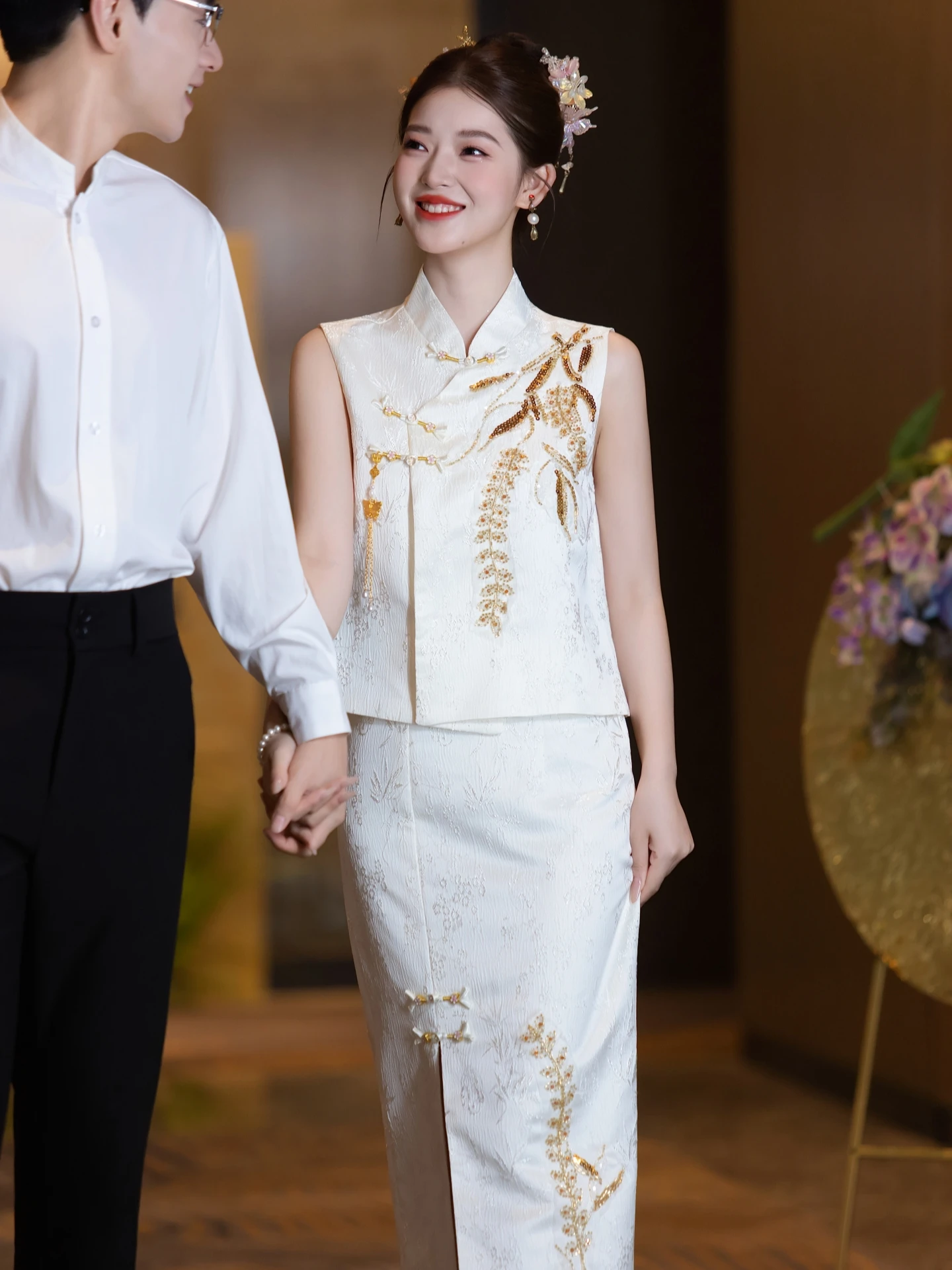 

Новое свадебное платье в китайском стиле для женщин: высококачественное, модное, улучшенное, для торжественного возвращения домой (костюм для вечеринки)