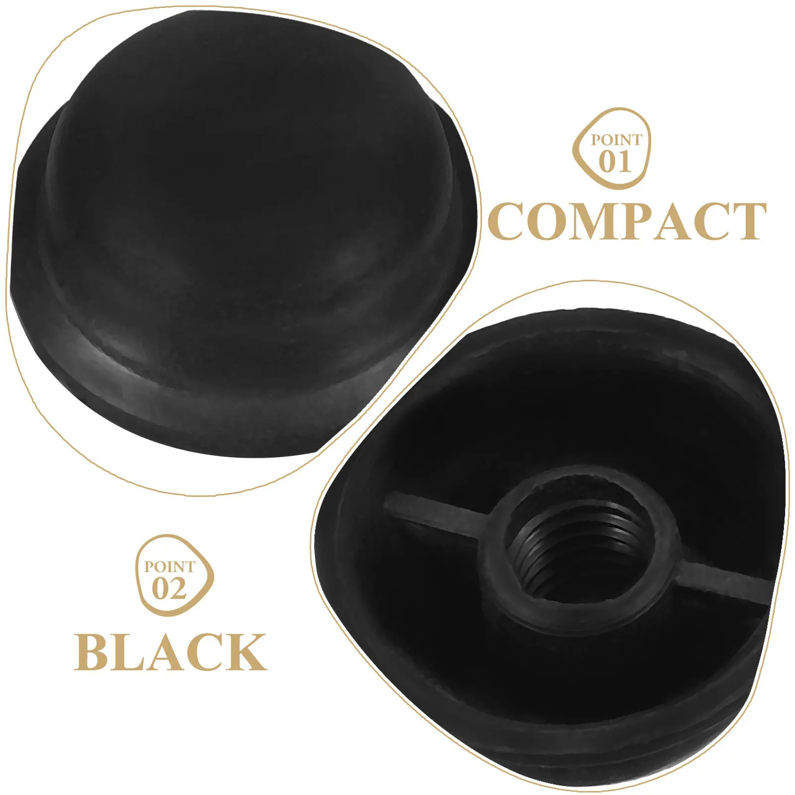Umbrella Tip Covers for Rain Umbrella Users to Prevent Metal Tip Exposure, 2 Black Threaded Plastic Replacement Caps
