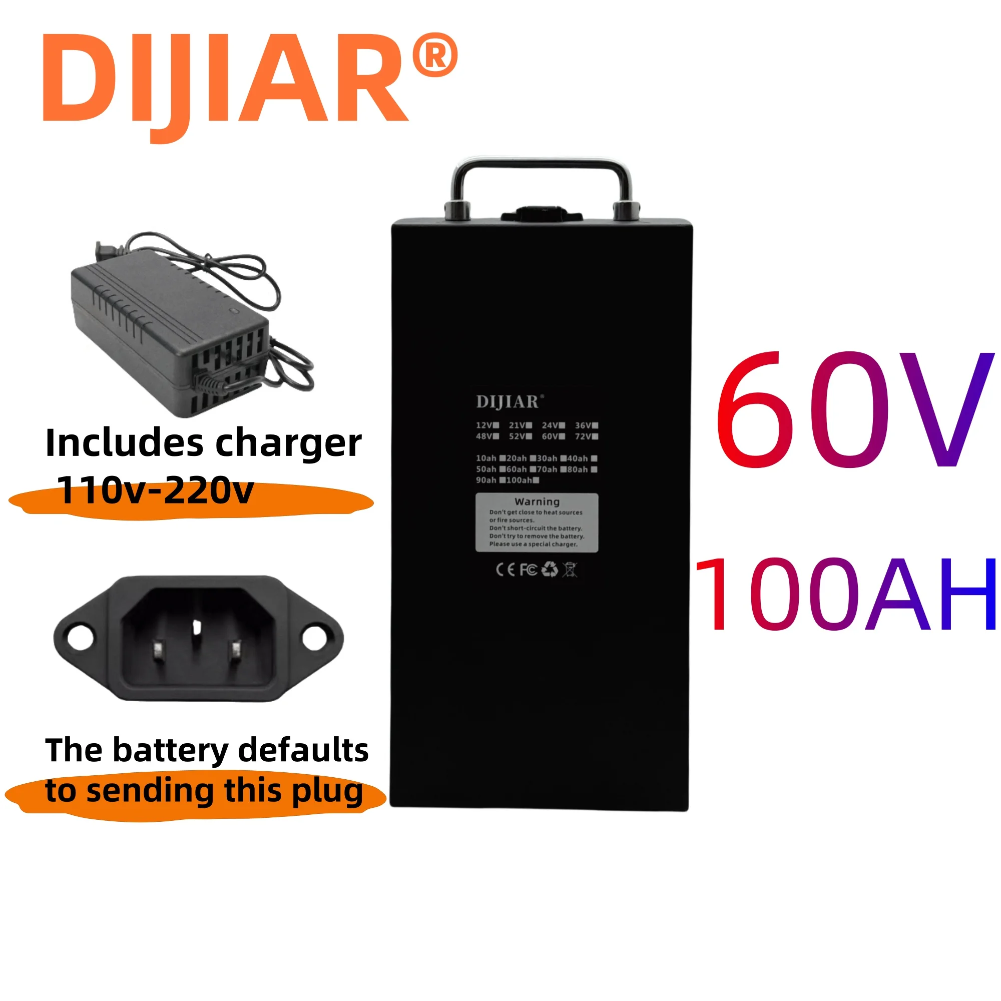 60V Harley accu Citycoco20AH-100AH voor luchtvervoer, met ingebouwde BMS40AH geschikt voor 500W~3000W Harley motorfietsen,