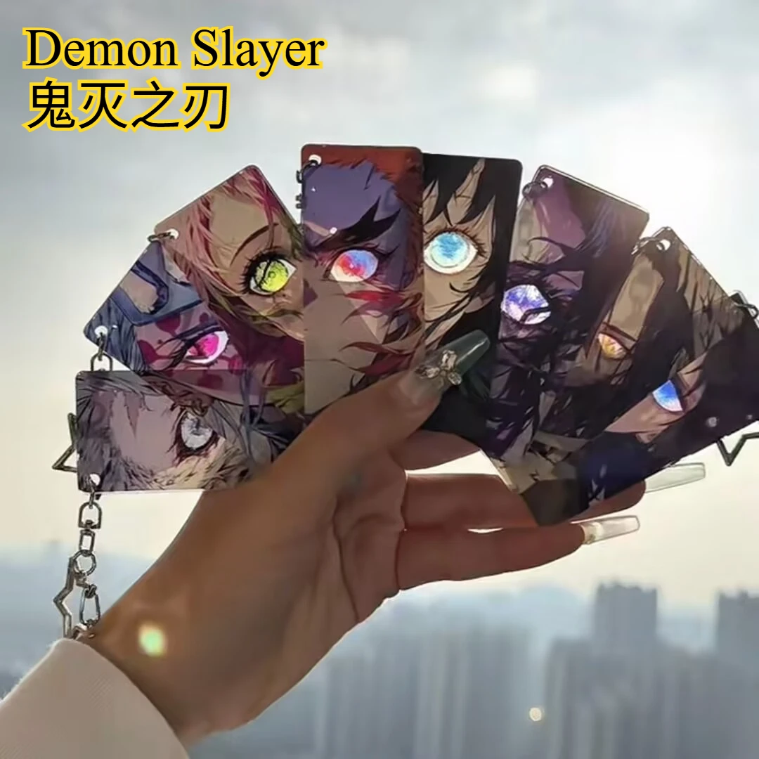 Llavero acrílico con tarjeta transparente de ojo "Demon Slayer", colgante de bolsa de alto nivel de apariencia, colgante de regalo Yoshiyuki Tomioka