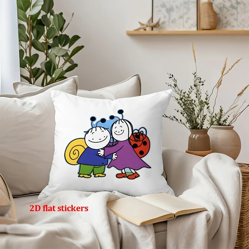 Cute Cartoon Bugs Ladybug Snail Insect Pattern Throw Pillowcase for Nursery Kids Room Decor Storage Pillow Cushion Cover 40x40cm