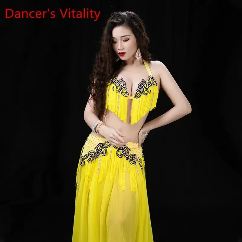 New belly dance performance suit, dynamic tassel oriental dance professional competition, High swing skirt suit Women dance Set