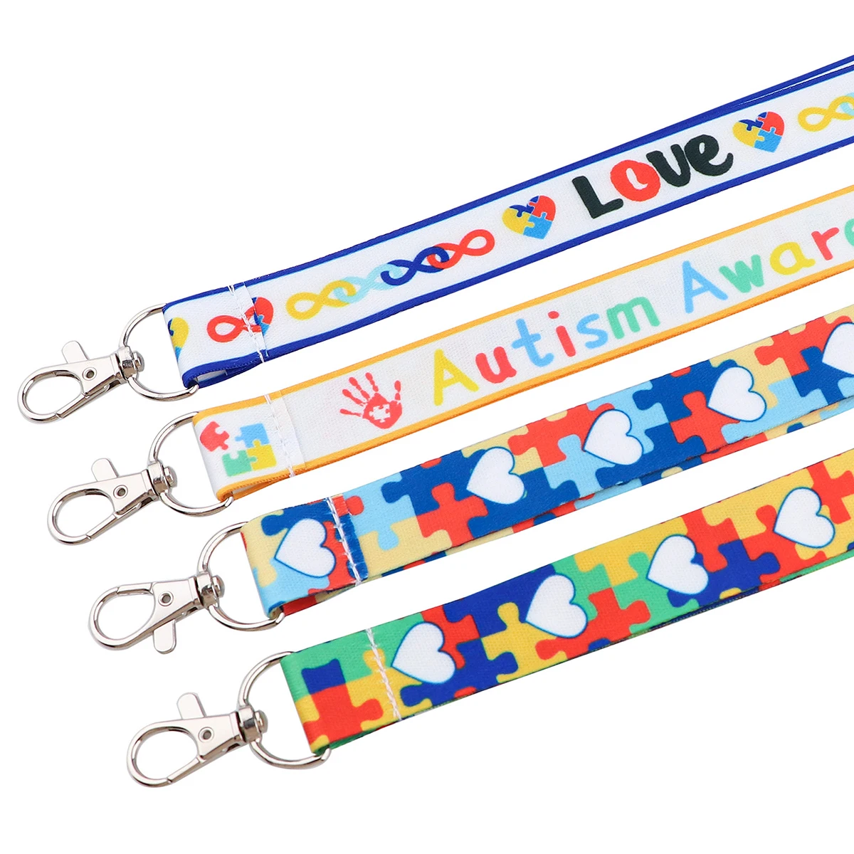 Cartoon Autism Awareness Love Jigsaw Neck Strap Lanyards for keys ID Card Gym Mobile Phone Straps USB badge holder DIY Hang Rope