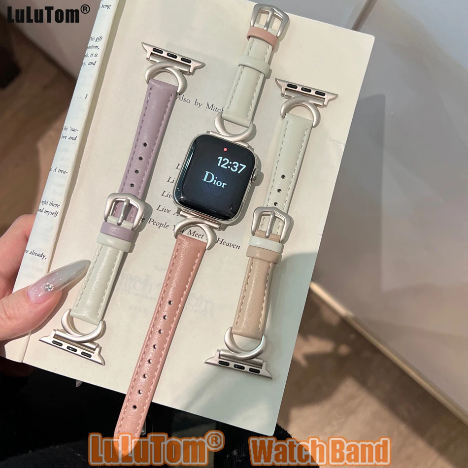 Starlight Leather Strap For Apple Watch Band Ultra 2 49mm 45mm 44mm 42 38 40mm 41mm Luxury Bracelet Iwatch Series 9 8 7 6 SE 5 4