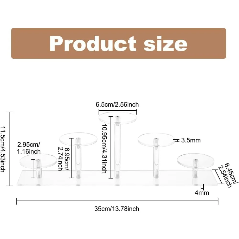 5-Tier Acrylic Round Display Stand Acrylic Tiered Display Stand Assembled Display Riser Clear Round Cupcake Stand