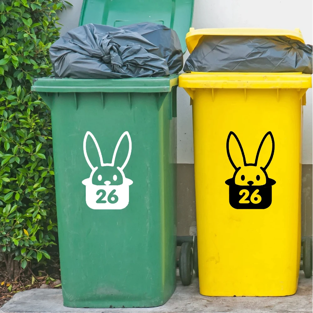 

4Pcs Cartoon Animal House Number Vinyl Stickers Cute Rabbit Custom House Number Wheelie Bin Stickers DIY Container Removable