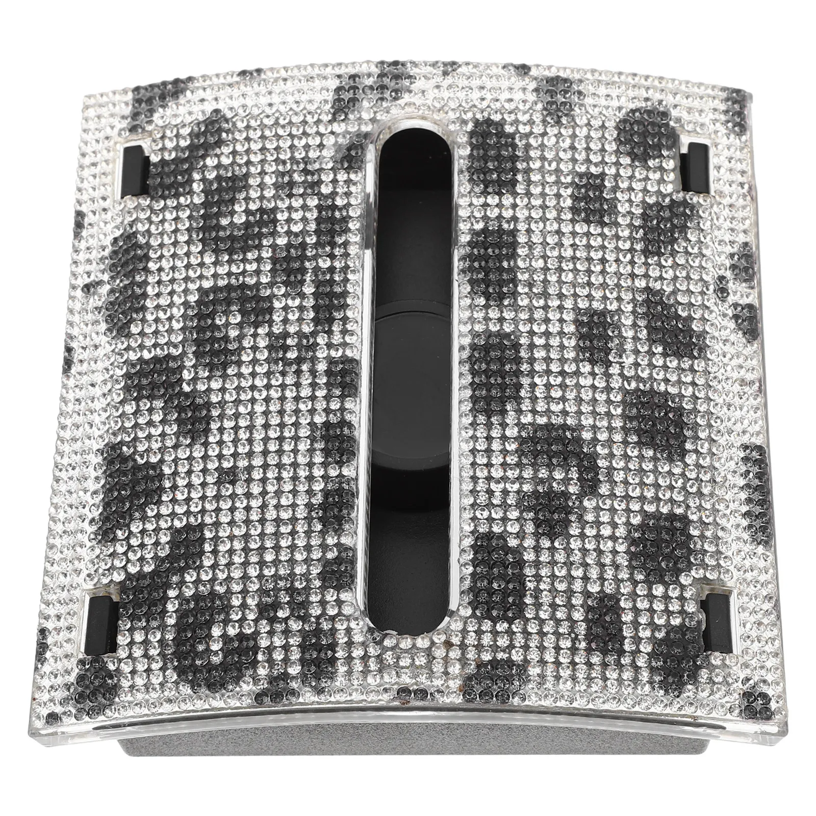 Leopard Rhinestone Memo Box Plastic 4x4 Desktop Note Organizer Pull Out Memo Case Decorative Bling Desk Accessories Note Holder