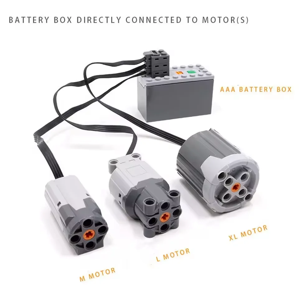 MOC Power Functions M/L/XL Motor Battery Box IR Remote Receiver for RC Car Robot Model Building Blocks Technical Modified Parts