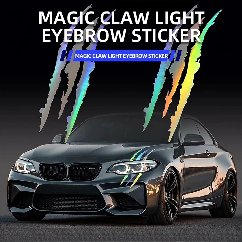 Stiker mobil gaya gores cakar iblis, stiker dekorasi lampu kabut lampu depan, stiker dekorasi tubuh kreatif tahan air