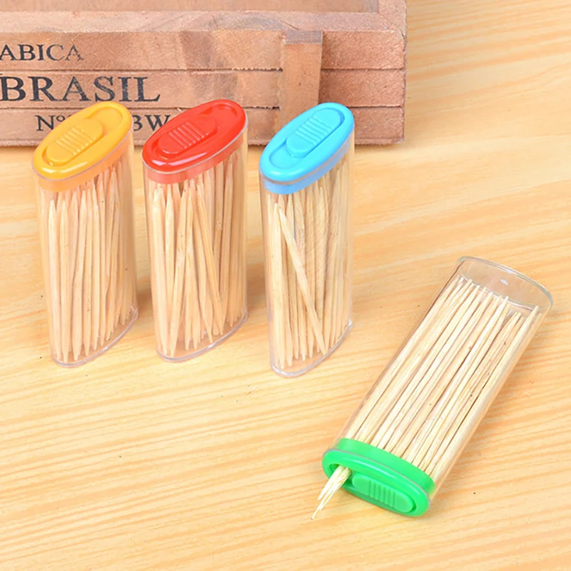 50Pcs/set Natural Bamboo Toothpicks With Box, Portable Disposable Tooth Picks Household Living Room Food Fruits Toothpicks