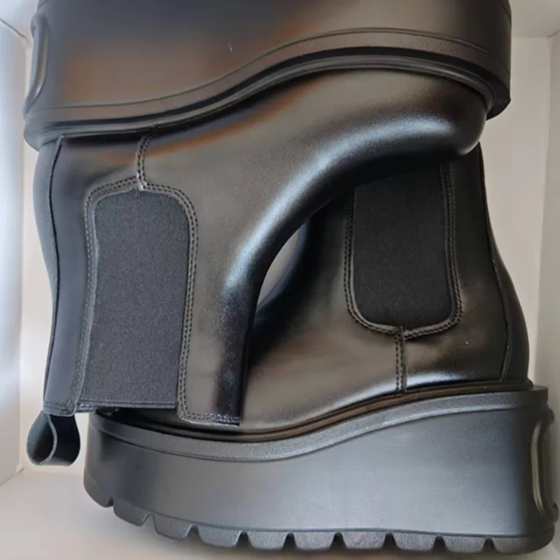 

GPBD Round-toe Thick-soled Chelsea Boots Autumn New British-style Thick-heeled Slim Chimney Boots 2025 New