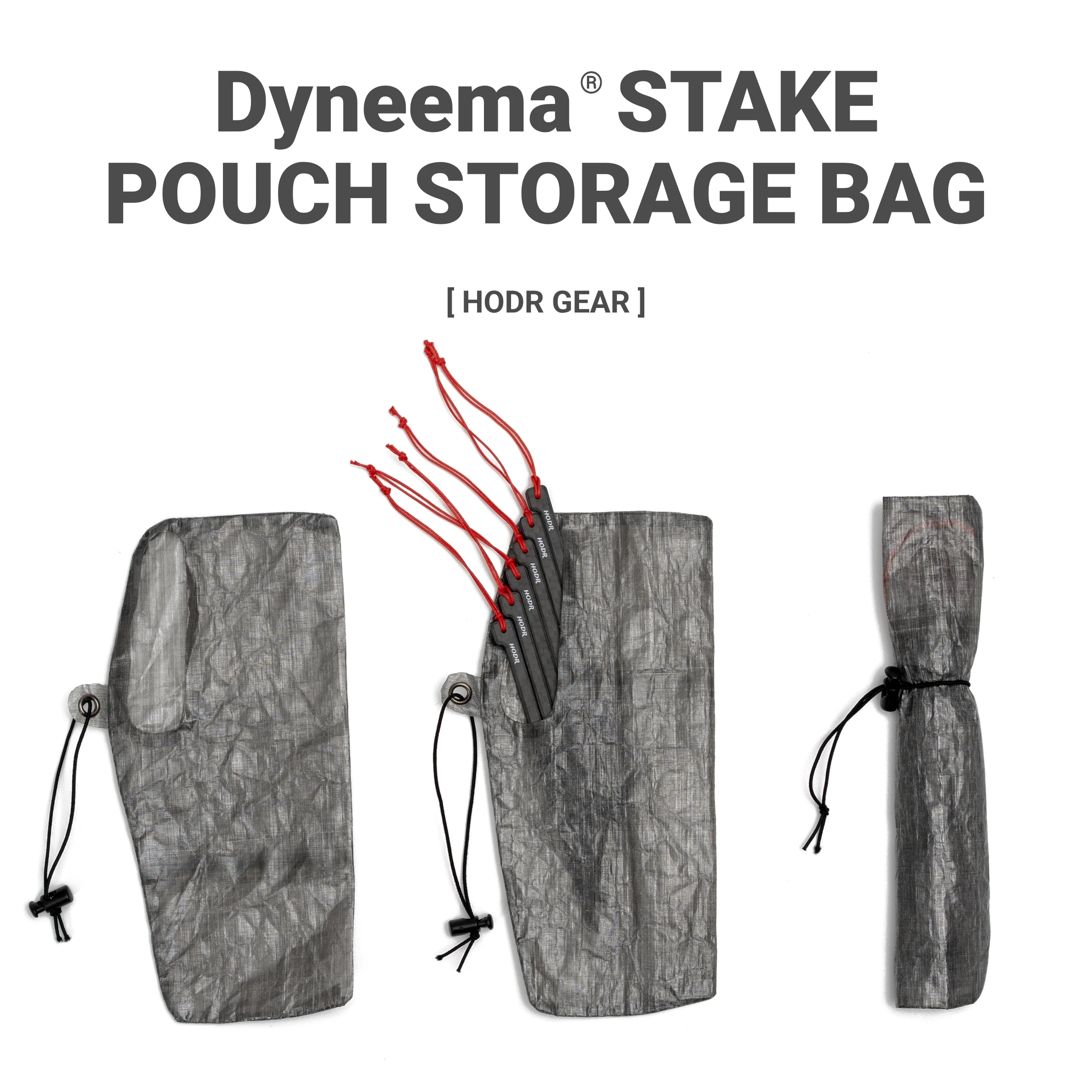 【HODRGEAR】Dyneema Ground Pegs Storage Bag 1.43oz Cuben Fiber DCF EDC Gear Stakes Bag Ultralight 3/4g Ground Nail Minimalist